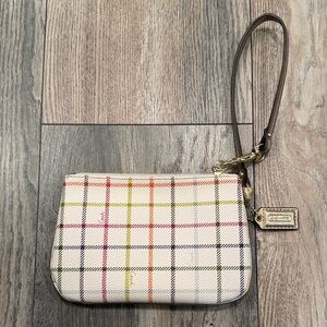 Coach Cream Multicolor Check Wristlet